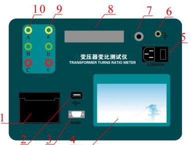 變壓器變比測(cè)試儀原理面板布置六柱帶電池